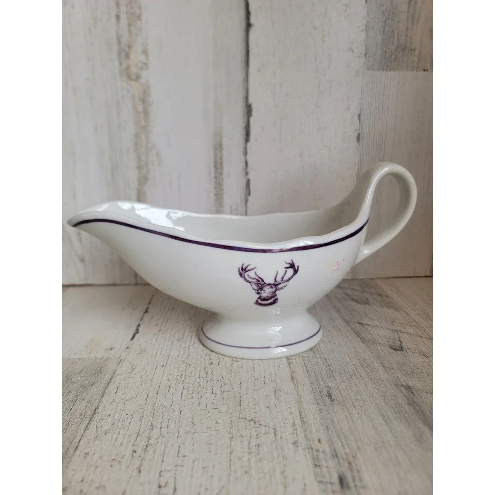 Vintage gravy‎ boat buck deer design ceramic Xmas serving kitchen home decor